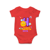 Mark Your BabyÕs 4-Month Celebration With Our Customized Baby Romper, Made For Joyful Celebrations - RED - 0 - 3 Months Old (Chest 16")