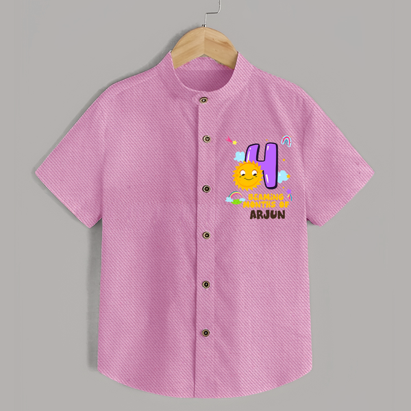 4th Month Baby Outfit | Personalized Shirt for Newborn | Milestone Gift Idea - BABY PINK - 0 - 6 Months Old (Chest 23")