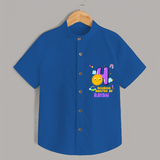 Celebrate The 4th Month Birthday Custom Shirt, Personalized with your Little one's name - COBALT BLUE - 0 - 6 Months Old (Chest 21")