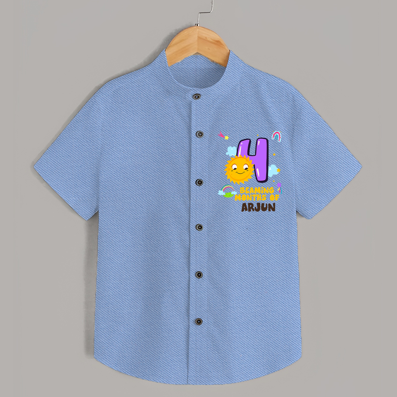 4th Month Baby Outfit | Personalized Shirt for Newborn | Milestone Gift Idea - SKY BLUE - 0 - 6 Months Old (Chest 23")