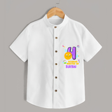 Celebrate The 4th Month Birthday Custom Shirt, Personalized with your Little one's name - WHITE - 0 - 6 Months Old (Chest 21")