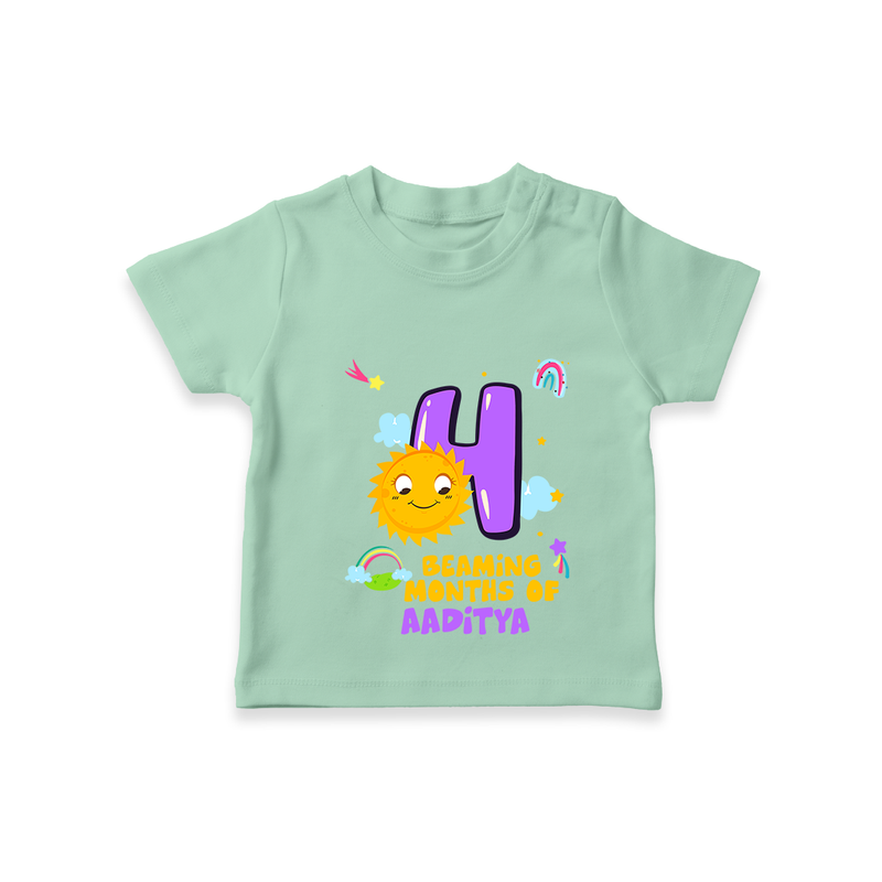 Celebrate The 4th Month Birthday with Personalized T-Shirt - MINT GREEN - 0 - 5 Months Old (Chest 17")