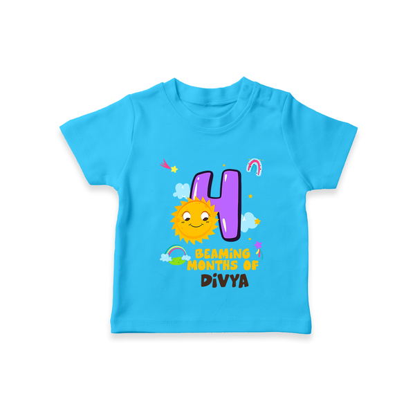 4th Month Baby Outfit | Personalized T-Shirt for Newborn | Milestone Gift Idea - SKY BLUE - 0-5 Months Old (Chest 17")