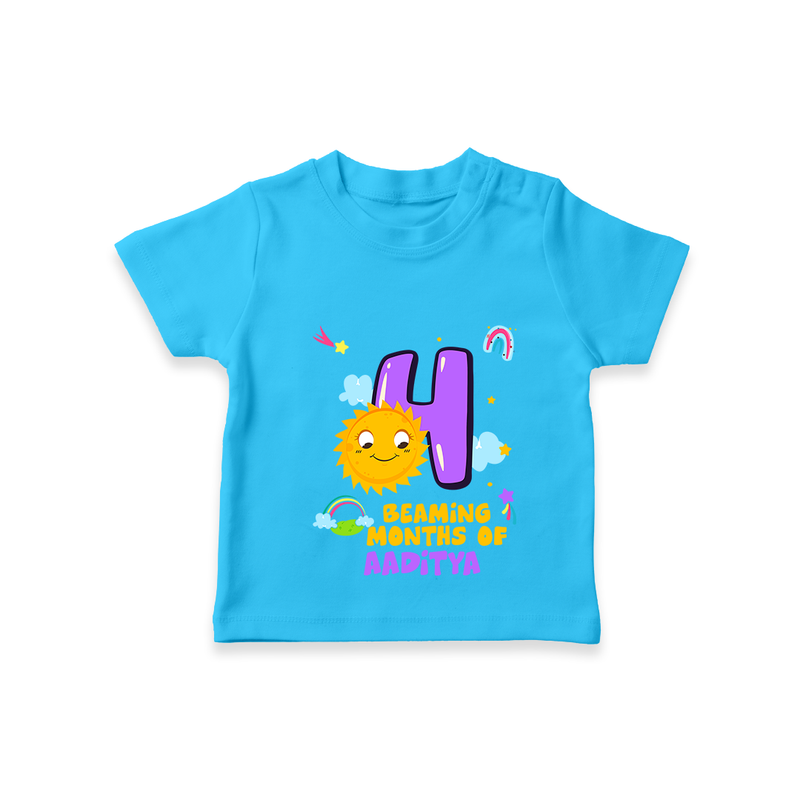 Celebrate The 4th Month Birthday with Personalized T-Shirt - SKY BLUE - 0 - 5 Months Old (Chest 17")