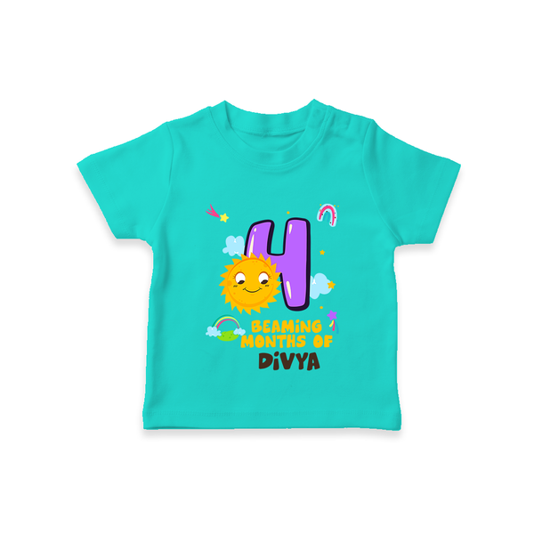 4th Month Baby Outfit | Personalized T-Shirt for Newborn | Milestone Gift Idea - TEAL - 0-5 Months Old (Chest 17")