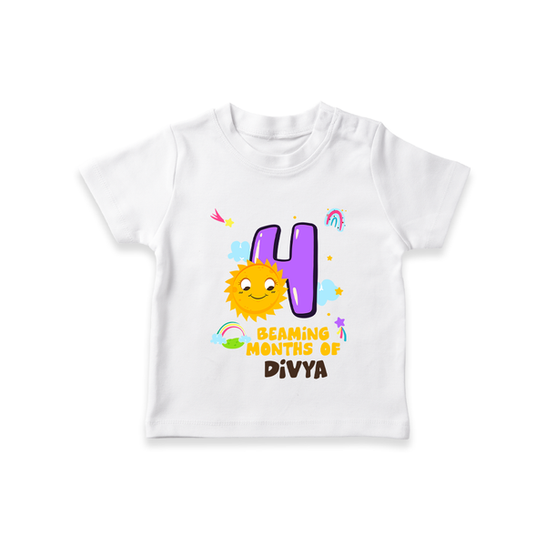 4th Month Baby Outfit | Personalized T-Shirt for Newborn | Milestone Gift Idea - WHITE - 0-5 Months Old (Chest 17")