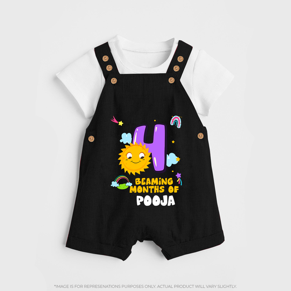 4th Month Baby Outfit | Personalized Dungaree Set for Newborn | Milestone Gift Idea - BLACK - 0 - 5 Months Old (Chest 18")