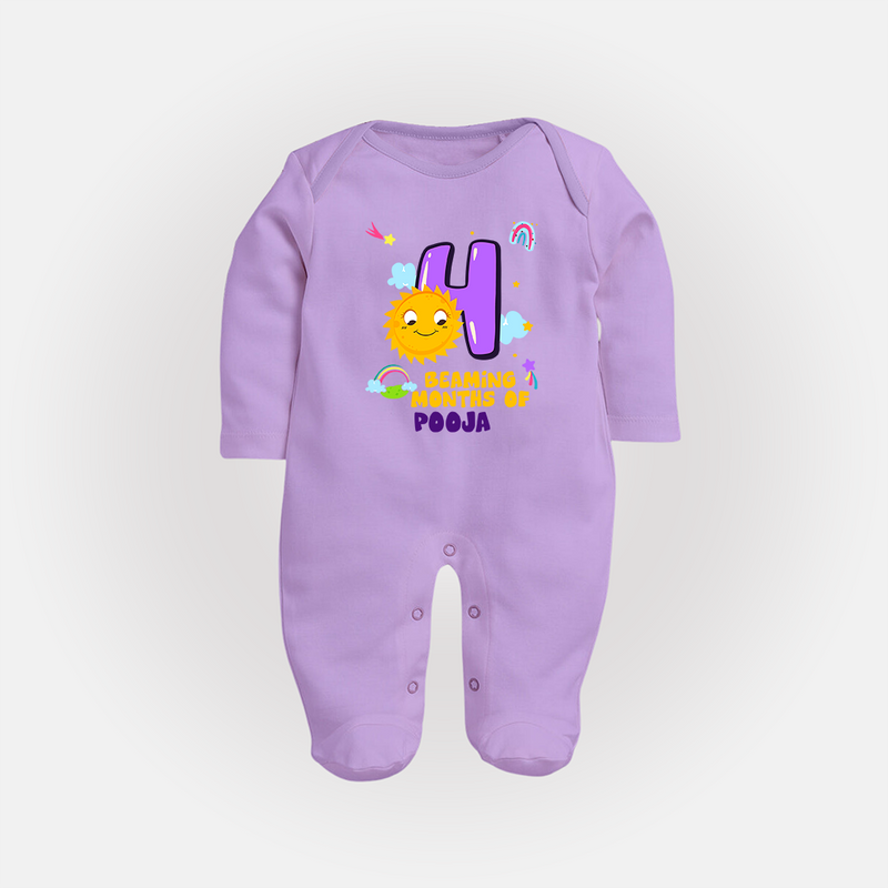 Mark Your BabyÕs 4-Month Celebration With Our Customized Baby Sleep Suit, Made For Joyful Celebrations - LILAC - New Born (Chest 7.5")