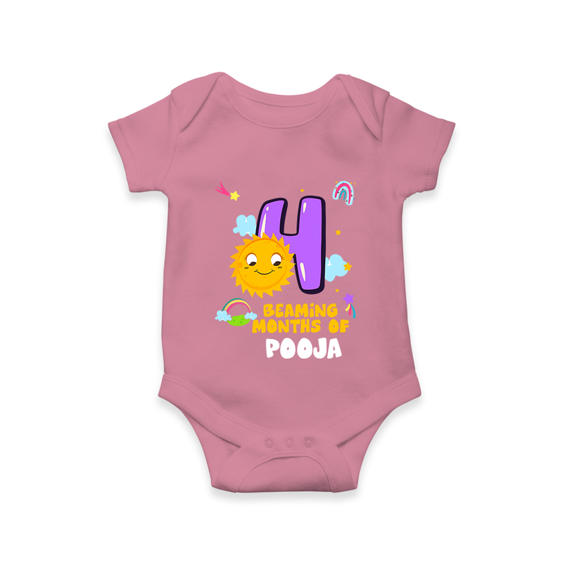4th Month Baby Outfit | Personalized Romper/Onesie for Newborn | Milestone Gift Idea - ONION - New Born (Chest 14")