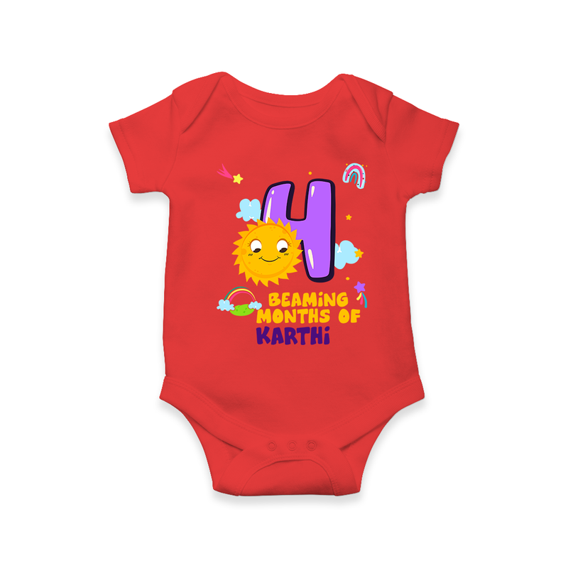 Celebrate The 4th Month Birthday Custom Romper, Personalized with your Little one's name
