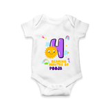 Mark Your BabyÕs 4-Month Celebration With Our Customized Baby Romper, Made For Joyful Celebrations - WHITE - 0 - 3 Months Old (Chest 16")