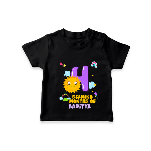 Celebrate The 4th Month Birthday with Personalized T-Shirt - BLACK - 0 - 5 Months Old (Chest 17")