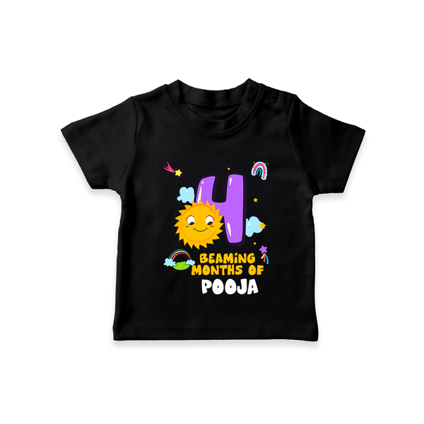 4th Month Baby Outfit | Personalized T-Shirt for Newborn | Milestone Gift Idea - BLACK - 0-5 Months Old (Chest 17")