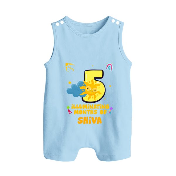 5th Month Baby Outfit | Personalized Romper Suit/ Sleeveless Romper for Newborn | Milestone Gift Idea - BABY BLUE - 0 - 5 Months Old (Chest 18")