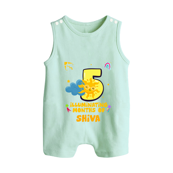 5th Month Baby Outfit | Personalized Romper Suit/ Sleeveless Romper for Newborn | Milestone Gift Idea - MINT GREEN - 0 - 5 Months Old (Chest 18")
