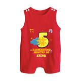 Mark Your BabyÕs 5-Month Celebration With Our Customized Baby Romper Suit, Made For Joyful Celebrations - RED - 0 - 5 Months Old (Chest 18")