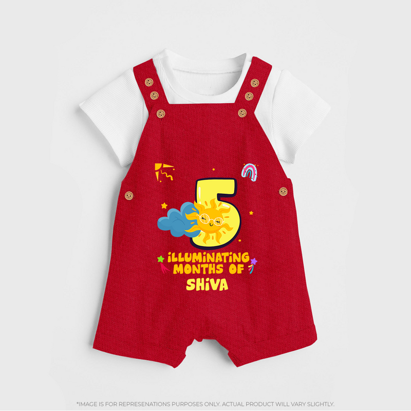 Mark Your BabyÕs 5-Month Celebration With Our Customized Baby Dungaree Set, Made For Joyful Celebrations - RED - 0 - 5 Months Old (Chest 18")