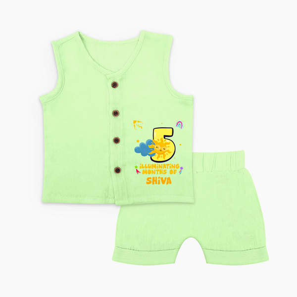 5th Month Baby Outfit | Personalized Jabla Set for Newborn | Milestone Gift Idea - PASTEL GREEN - 0 - 3 Months Old (Chest 9.8")