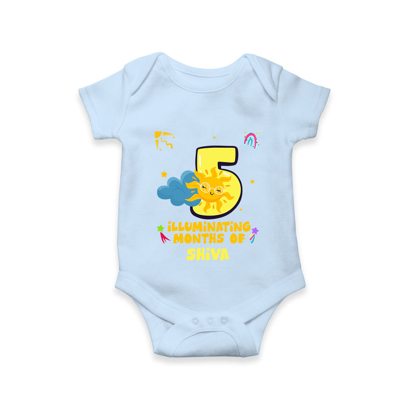 Mark Your BabyÕs 5-Month Celebration With Our Customized Baby Romper, Made For Joyful Celebrations - BABY BLUE - 0 - 3 Months Old (Chest 16")