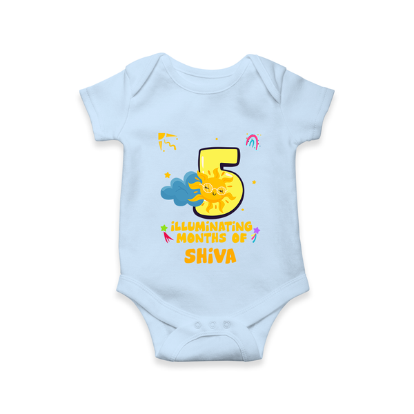 5th Month Baby Outfit | Personalized Romper/Onesie for Newborn | Milestone Gift Idea - BABY BLUE - New Born (Chest 14")