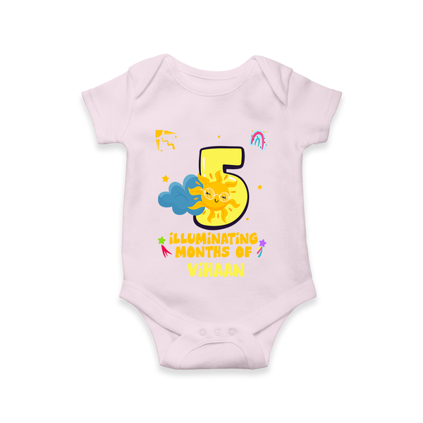 Celebrate The 5th Month Birthday Custom Romper, Personalized with your Little one's name - BABY PINK - 0 - 3 Months Old (Chest 16")