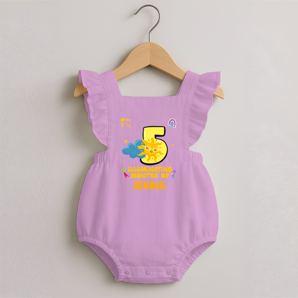 5th Month Baby Outfit | Personalized Romper Frock for Newborn | Milestone Gift Idea - BABY PINK - 0 - 3 Months Old (Chest 19")