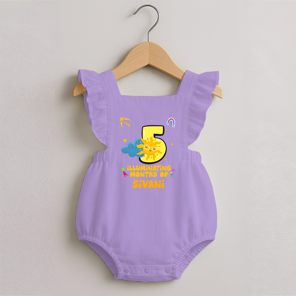 5th Month Baby Outfit | Personalized Romper Frock for Newborn | Milestone Gift Idea - LILAC - 0 - 3 Months Old (Chest 19")
