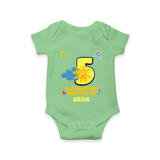 Mark Your BabyÕs 5-Month Celebration With Our Customized Baby Romper, Made For Joyful Celebrations - GREEN - 0 - 3 Months Old (Chest 16")