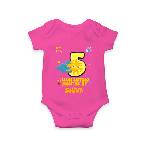 5th Month Baby Outfit | Personalized Romper/Onesie for Newborn | Milestone Gift Idea - HOT PINK - New Born (Chest 14")