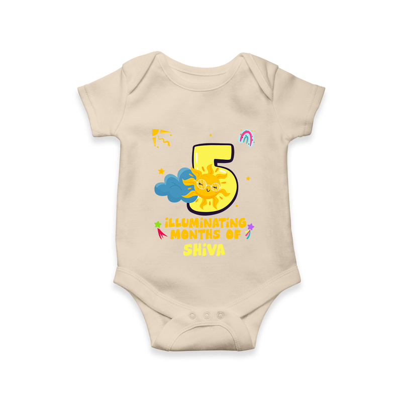 Mark Your BabyÕs 5-Month Celebration With Our Customized Baby Romper, Made For Joyful Celebrations - IVORY - 0 - 3 Months Old (Chest 16")