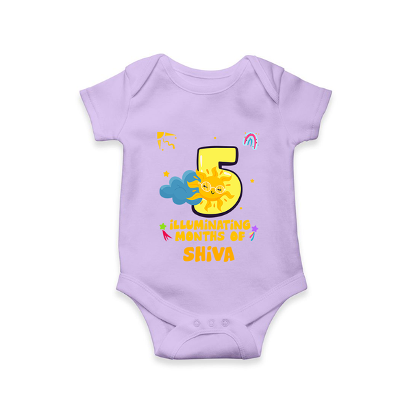 5th Month Baby Outfit | Personalized Romper/Onesie for Newborn | Milestone Gift Idea - LILAC - New Born (Chest 14")