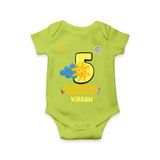Celebrate The 5th Month Birthday Custom Romper, Personalized with your Little one's name - LIME GREEN - 0 - 3 Months Old (Chest 16")
