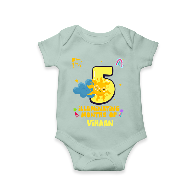 Celebrate The 5th Month Birthday Custom Romper, Personalized with your Little one's name - MINT GREEN - 0 - 3 Months Old (Chest 16")