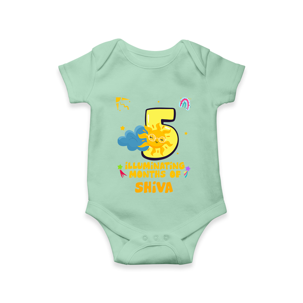 5th Month Baby Outfit | Personalized Romper/Onesie for Newborn | Milestone Gift Idea - MINT GREEN - New Born (Chest 14")