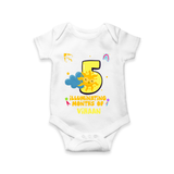 Celebrate The 5th Month Birthday Custom Romper, Personalized with your Little one's name - WHITE - 0 - 3 Months Old (Chest 16")