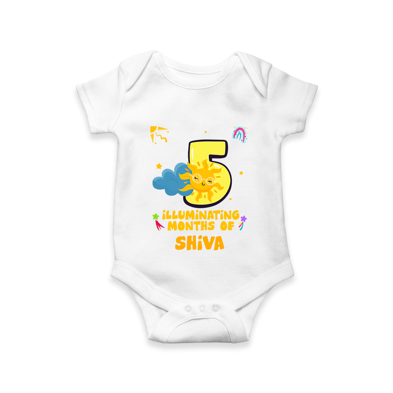 5th Month Baby Outfit | Personalized Romper/Onesie for Newborn | Milestone Gift Idea - WHITE - New Born (Chest 14")