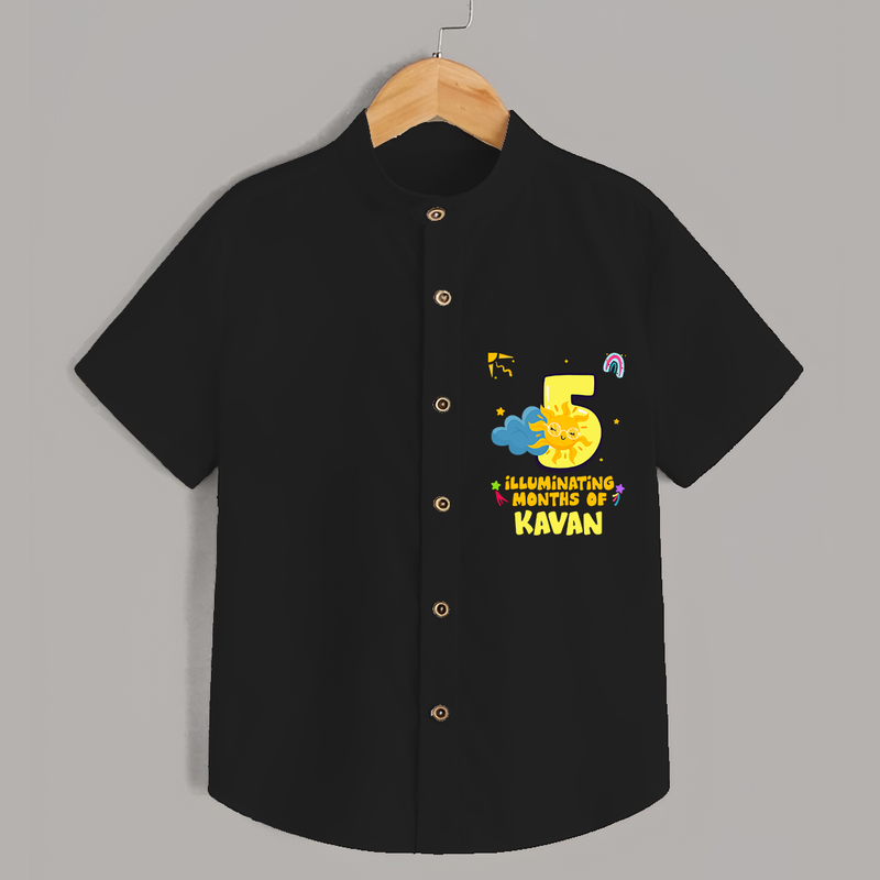 Celebrate The 5th Month Birthday Custom Shirt, Personalized with your Little one's name - BLACK - 0 - 6 Months Old (Chest 21")