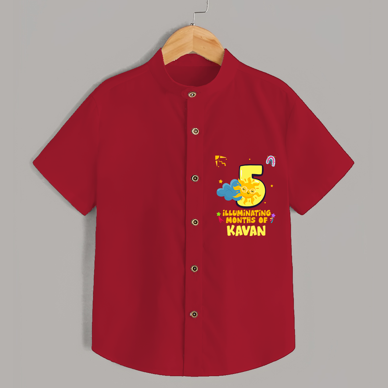 Celebrate The 5th Month Birthday Custom Shirt, Personalized with your Little one's name - RED - 0 - 6 Months Old (Chest 21")