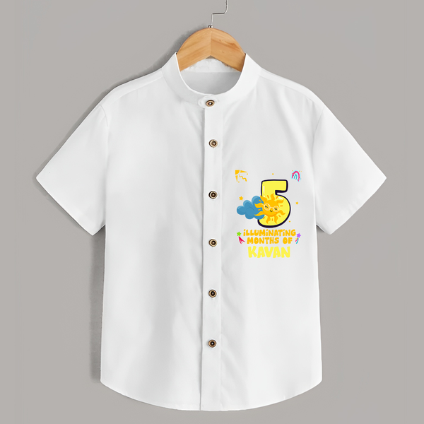 Celebrate The 5th Month Birthday Custom Shirt, Personalized with your Little one's name - WHITE - 0 - 6 Months Old (Chest 21")