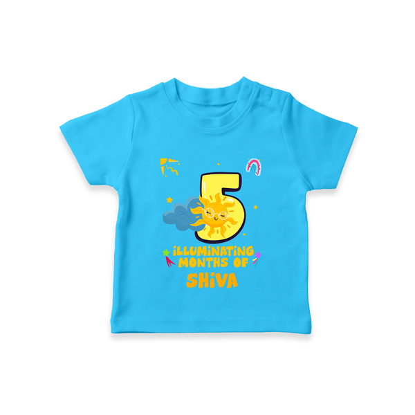 5th Month Baby Outfit | Personalized T-Shirt for Newborn | Milestone Gift Idea - SKY BLUE - 0-5 Months Old (Chest 17")