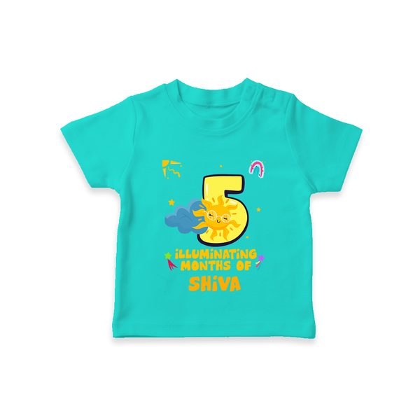 5th Month Baby Outfit | Personalized T-Shirt for Newborn | Milestone Gift Idea - TEAL - 0-5 Months Old (Chest 17")