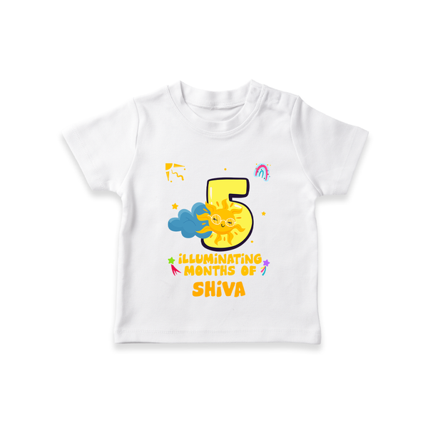 5th Month Baby Outfit | Personalized T-Shirt for Newborn | Milestone Gift Idea - WHITE - 0-5 Months Old (Chest 17")
