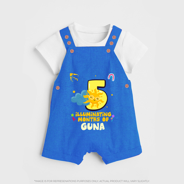 5th Month Baby Outfit | Personalized Dungaree Set for Newborn | Milestone Gift Idea - COBALT BLUE - 0 - 5 Months Old (Chest 18")