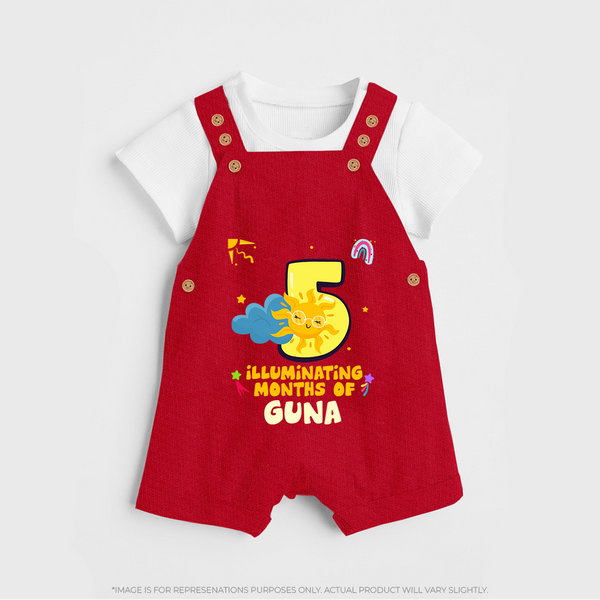 5th Month Baby Outfit | Personalized Dungaree Set for Newborn | Milestone Gift Idea - RED - 0 - 5 Months Old (Chest 18")