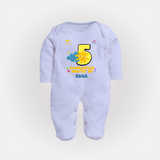 Mark Your BabyÕs 5-Month Celebration With Our Customized Baby Sleep Suit, Made For Joyful Celebrations - BABY BLUE - New Born (Chest 7.5")