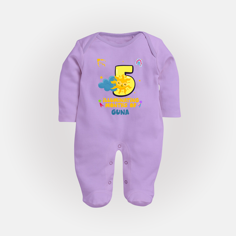 Mark Your BabyÕs 5-Month Celebration With Our Customized Baby Sleep Suit, Made For Joyful Celebrations - LILAC - New Born (Chest 7.5")