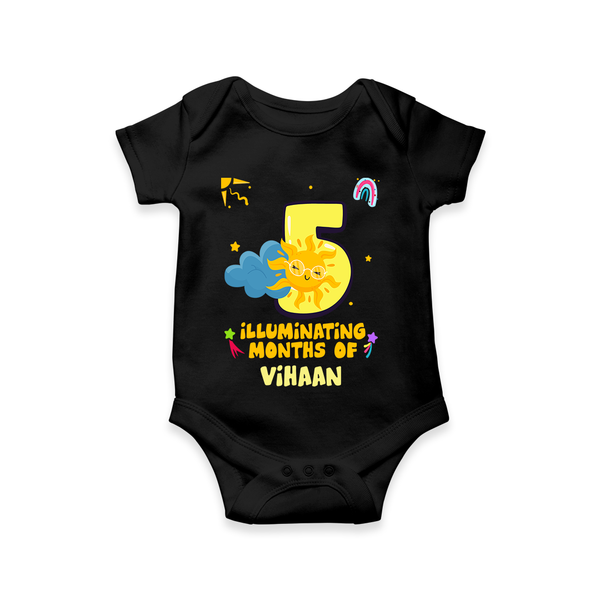 Celebrate The 5th Month Birthday Custom Romper, Personalized with your Little one's name - BLACK - 0 - 3 Months Old (Chest 16")