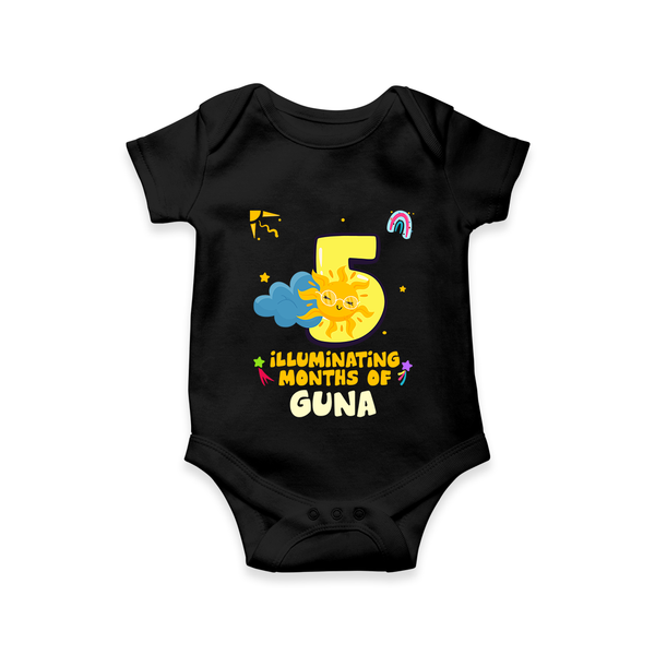 5th Month Baby Outfit | Personalized Romper/Onesie for Newborn | Milestone Gift Idea - BLACK - New Born (Chest 14")