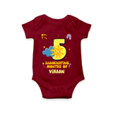 Celebrate The 5th Month Birthday Custom Romper, Personalized with your Little one's name - MAROON - 0 - 3 Months Old (Chest 16")