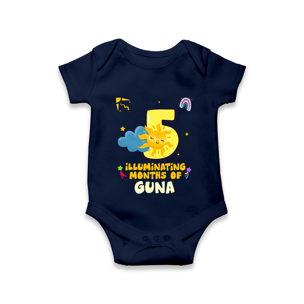 5th Month Baby Outfit | Personalized Romper/Onesie for Newborn | Milestone Gift Idea - NAVY BLUE - New Born (Chest 14")